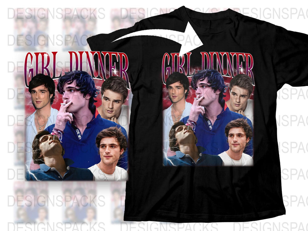Men's Vintage Inspired T-Shirt with Multiple Retro Celebrity Face Prints, Black Cotton Tee