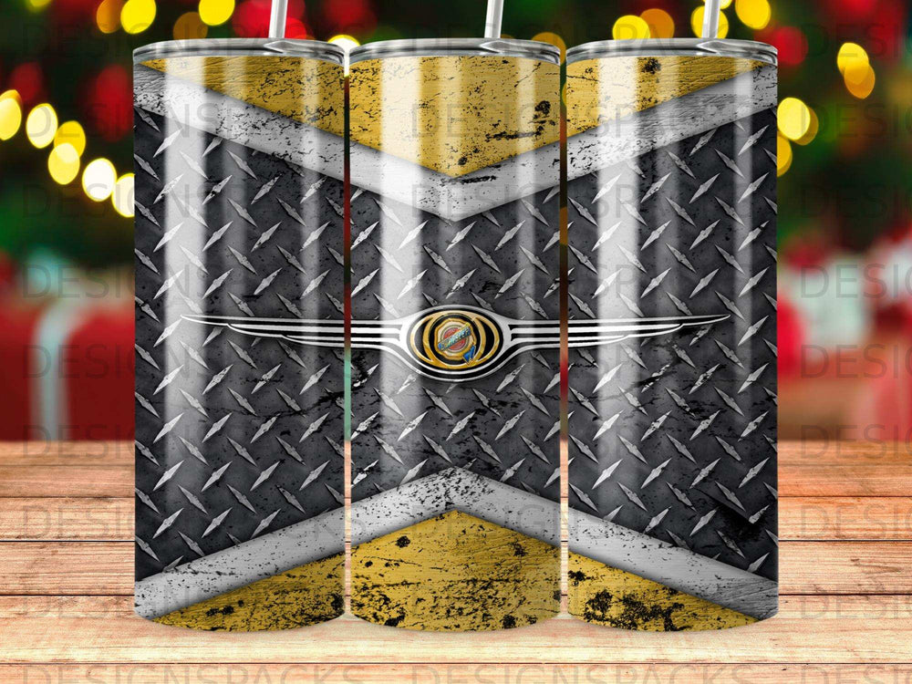 Chrysler Logo Diamond Plate Yellow White Chevron Tumbler product type