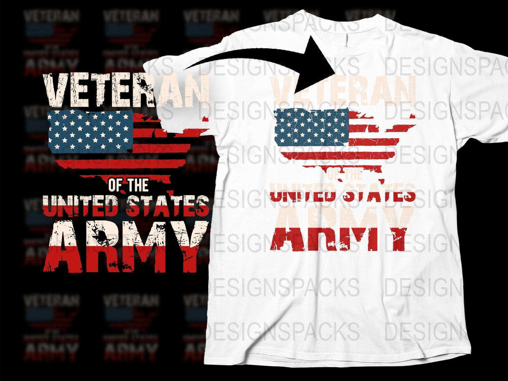 Patriotic US Army Veteran T-Shirt, American Flag Military Tee, Veterans Day Gift, Distressed Flag Print White Shirt