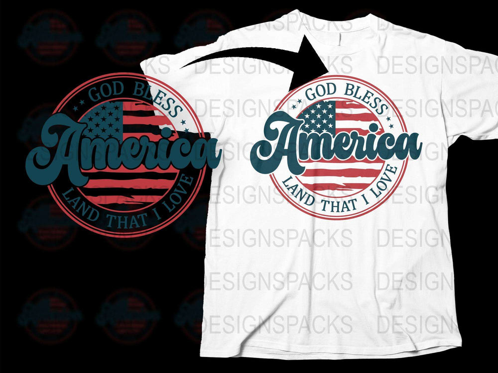 God Bless America T-Shirt, Patriotic USA Flag Design, Land That I Love Tee, Fourth of July Outfit