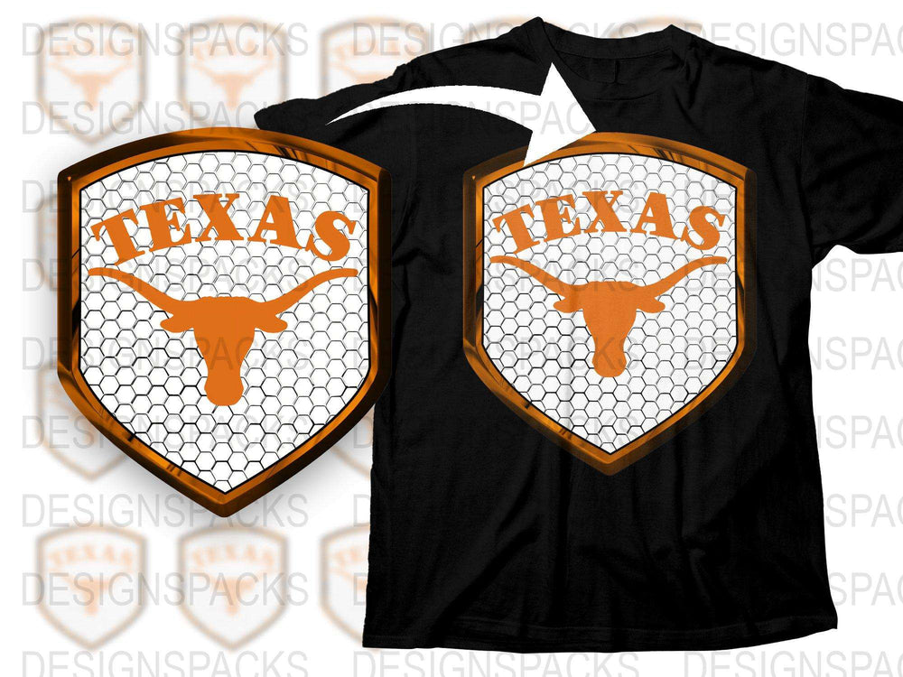 Texas Longhorn Emblem Black T-Shirt, Longhorn Crest Graphic Tee, Trendy Texas Fan Apparel, Casual Wear