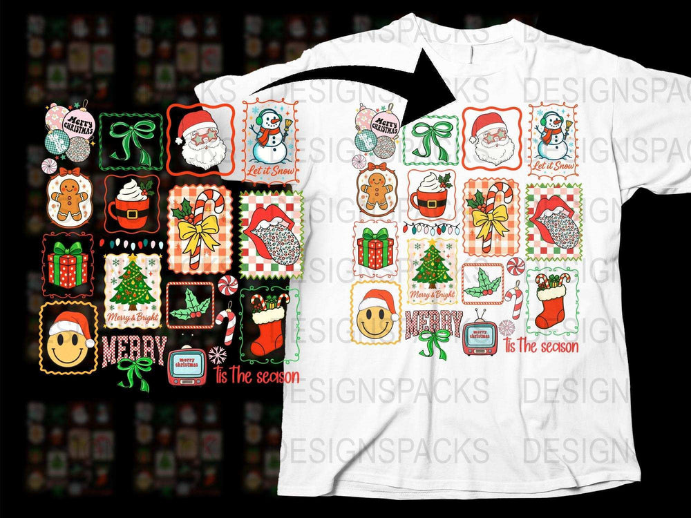 Christmas Cookie Sticker Pack, Santa Reindeer Snowman, Holiday Themed Decals, Festive Vinyl Designs, Scrapbooking Accessories, Gift Idea