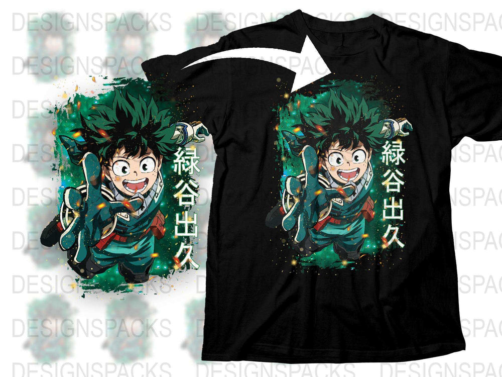 Anime Graphic T-Shirt, Midoriya Izuku My Hero Academia Tee, Unisex Manga Shirt, Casual Cosplay Apparel, Vibrant Character Design, Gift for