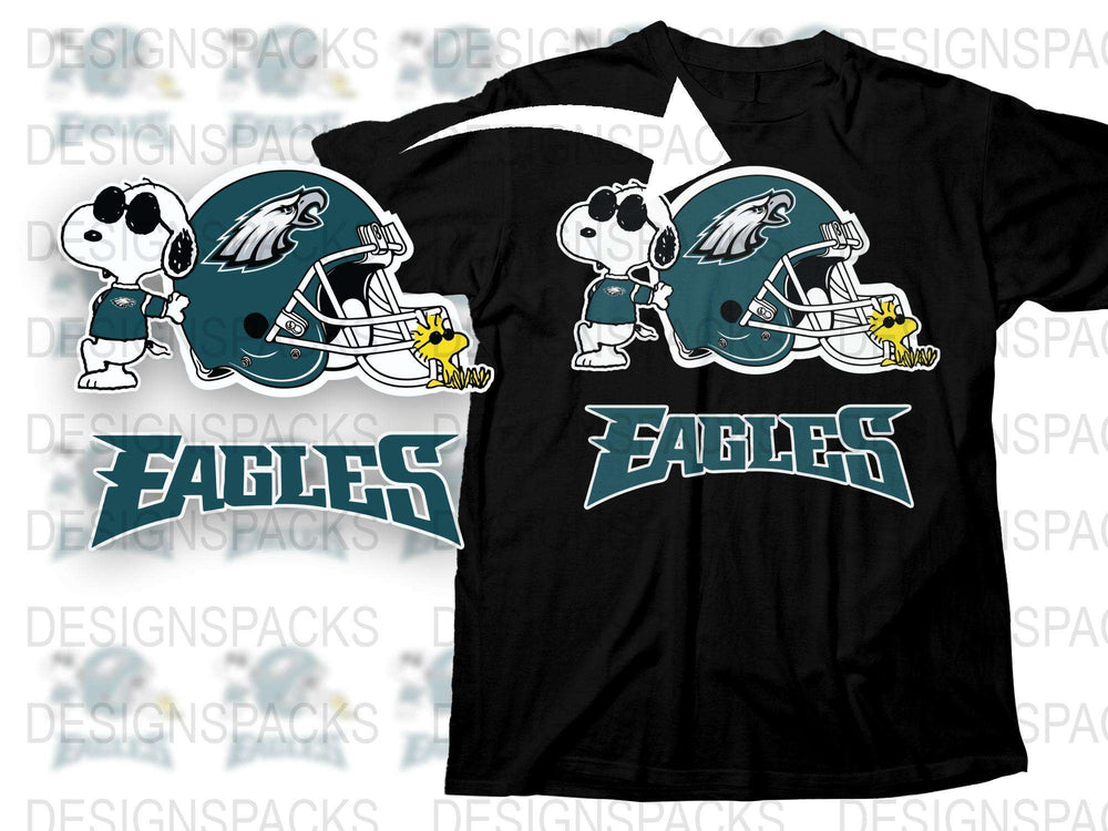 Philadelphia Eagles T-Shirt, Cartoon Panda Mascot, Sports Team Fan Apparel, Black Cotton Tee, Unisex Graphic Shirt Design