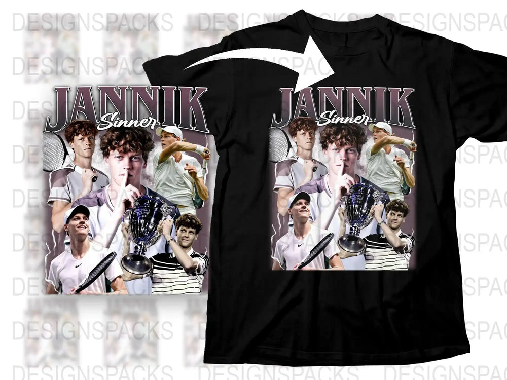 Jannik Sinner Tennis Champion Graphic T-Shirt, Sports Fan Apparel, Casual Wear, Men's Fashion Tee, Unique Gift Idea