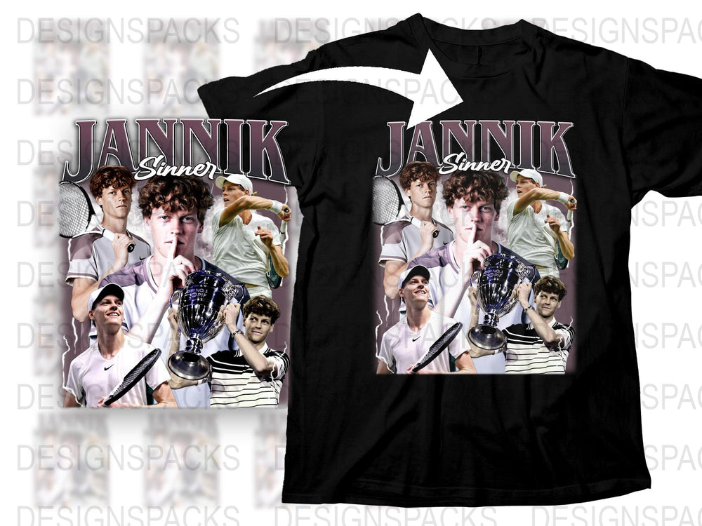 Jannik Sinner Tennis Champion Graphic T-Shirt, Sports Fan Apparel, Casual Wear, Men's Fashion Tee, Unique Gift Idea