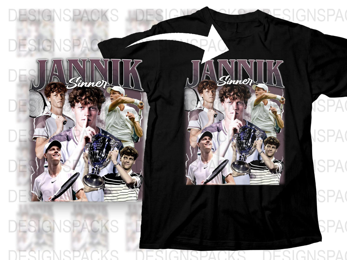 Jannik Sinner Tennis Champion Graphic T-Shirt, Sports Fan Apparel, Casual Wear, Men's Fashion Tee, Unique Gift Idea