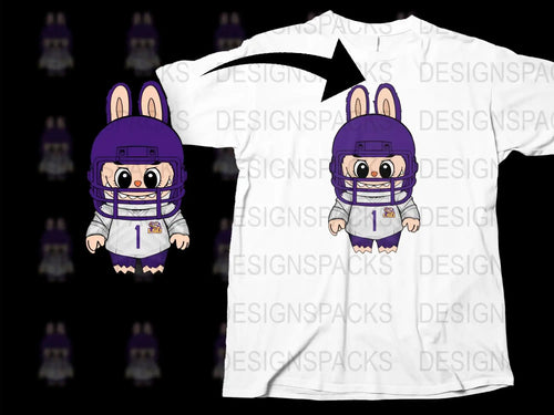 Cute Cartoon Bunny Football Player T-Shirt, Kids Sports Tee, White Graphic Shirt