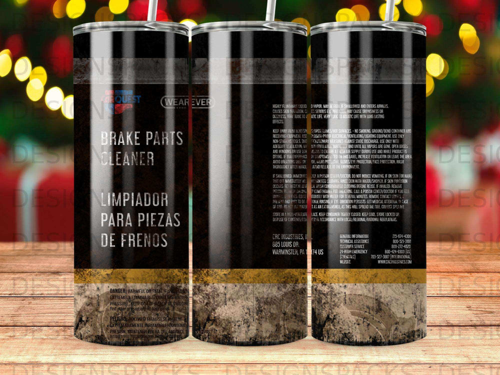 CRC Industries Brake Parts Cleaner with Spanish text on a metal tumbler.