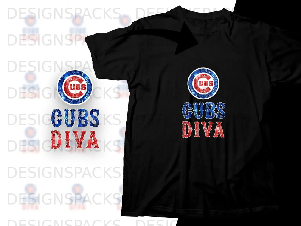 Black t-shirt with "Cubs Diva" text and team logo.