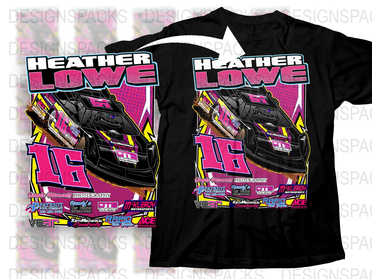 Racing Car T-Shirt, Graphic Tee, Motorsport Shirt, Youth and Adult Sizes, Vibrant Pink and Black Design, Gift for Car Enthusiasts