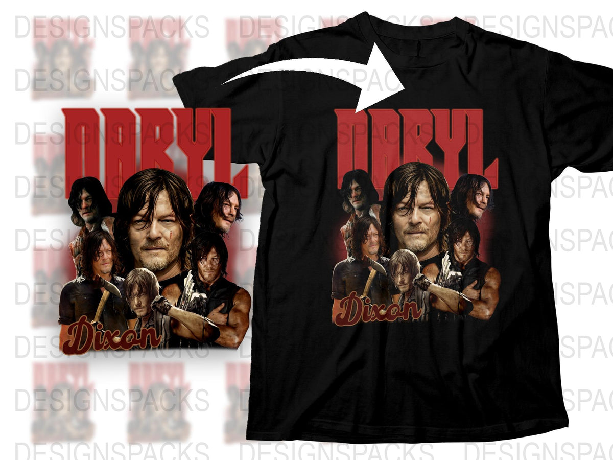 Daryl Dixon Graphic T-Shirt, Fan Art Tee, Movie Character Black Shirt, Casual Wear, Gift for TV Show Fans