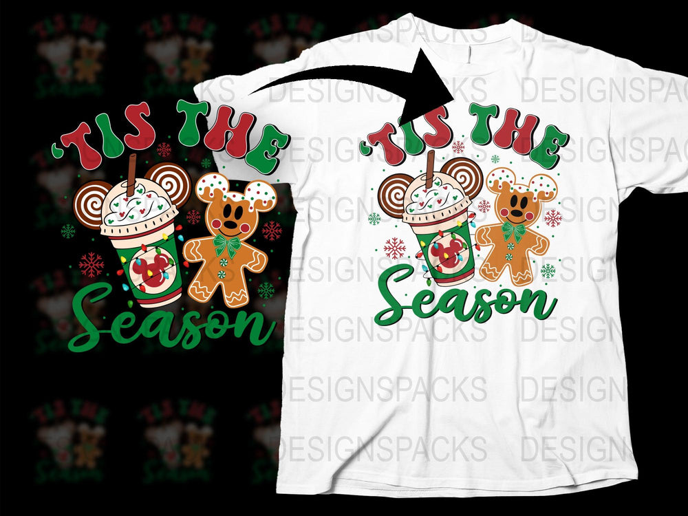Festive Christmas T-Shirt, Gingerbread Hot Cocoa Design, Holiday Apparel, Family Matching Tees, Seasonal Graphic Shirt, Unisex Fit