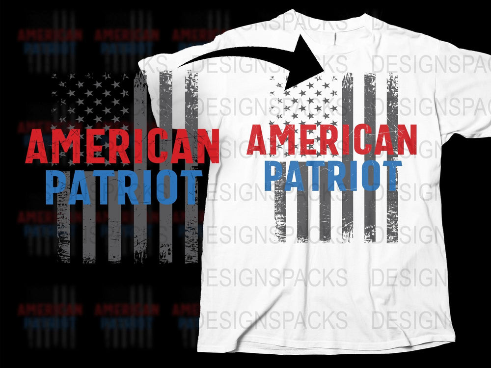 American Patriot T-Shirt, USA Flag Design, Distressed Print, Unisex White Tee, Veterans Day Apparel