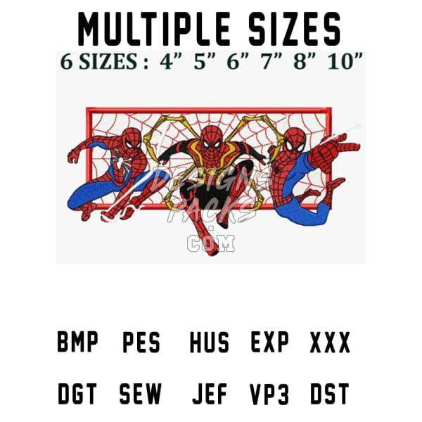 Spider-Man embroidery design in multiple sizes, print-ready formats for DTG, DTF, and tumbler wraps