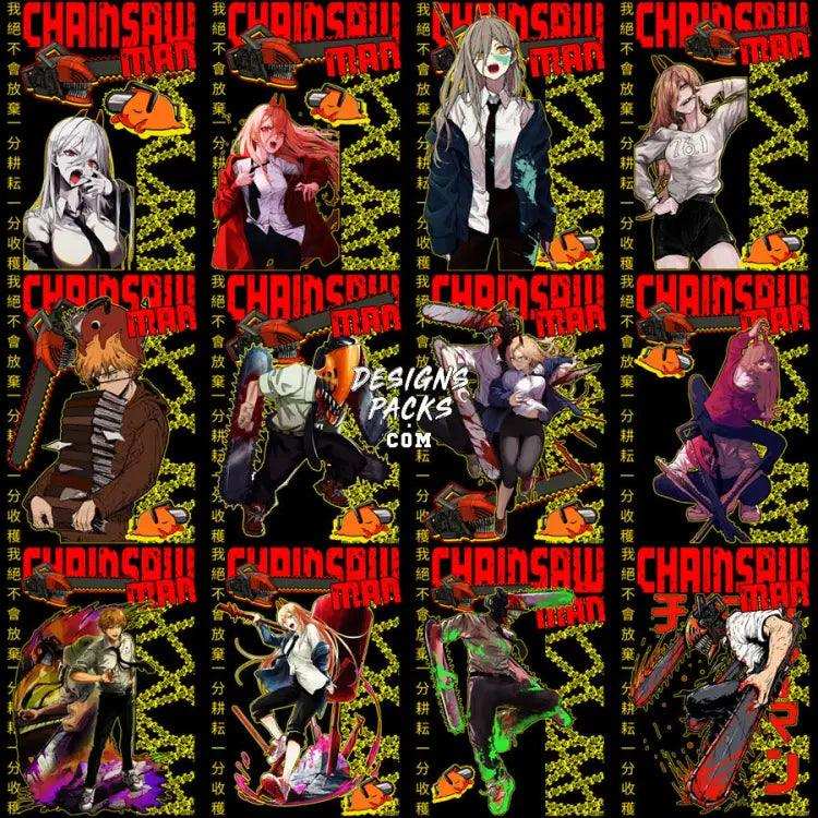 30 Anime Chainsaw Streetwear Designs Bundle Png + Psd