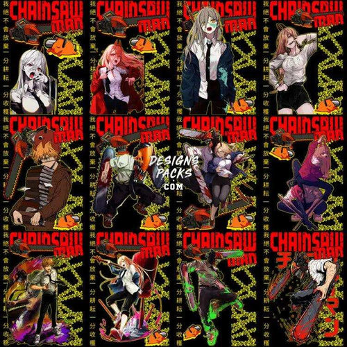 30 Anime Chainsaw Streetwear Designs Bundle Png + Psd