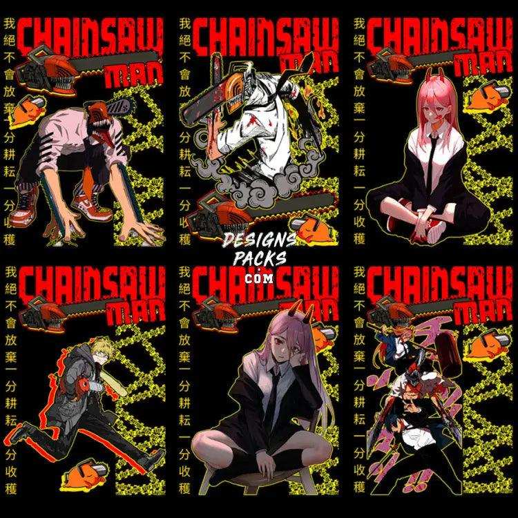 30 Anime Chainsaw Streetwear Designs Bundle Png + Psd
