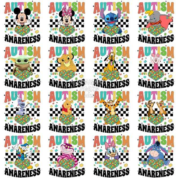 30 Autism Awareness Kids Cartoon Designs Bundle Png
