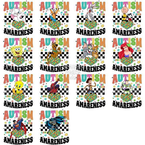 30 Autism Awareness Kids Cartoon Designs Bundle Png