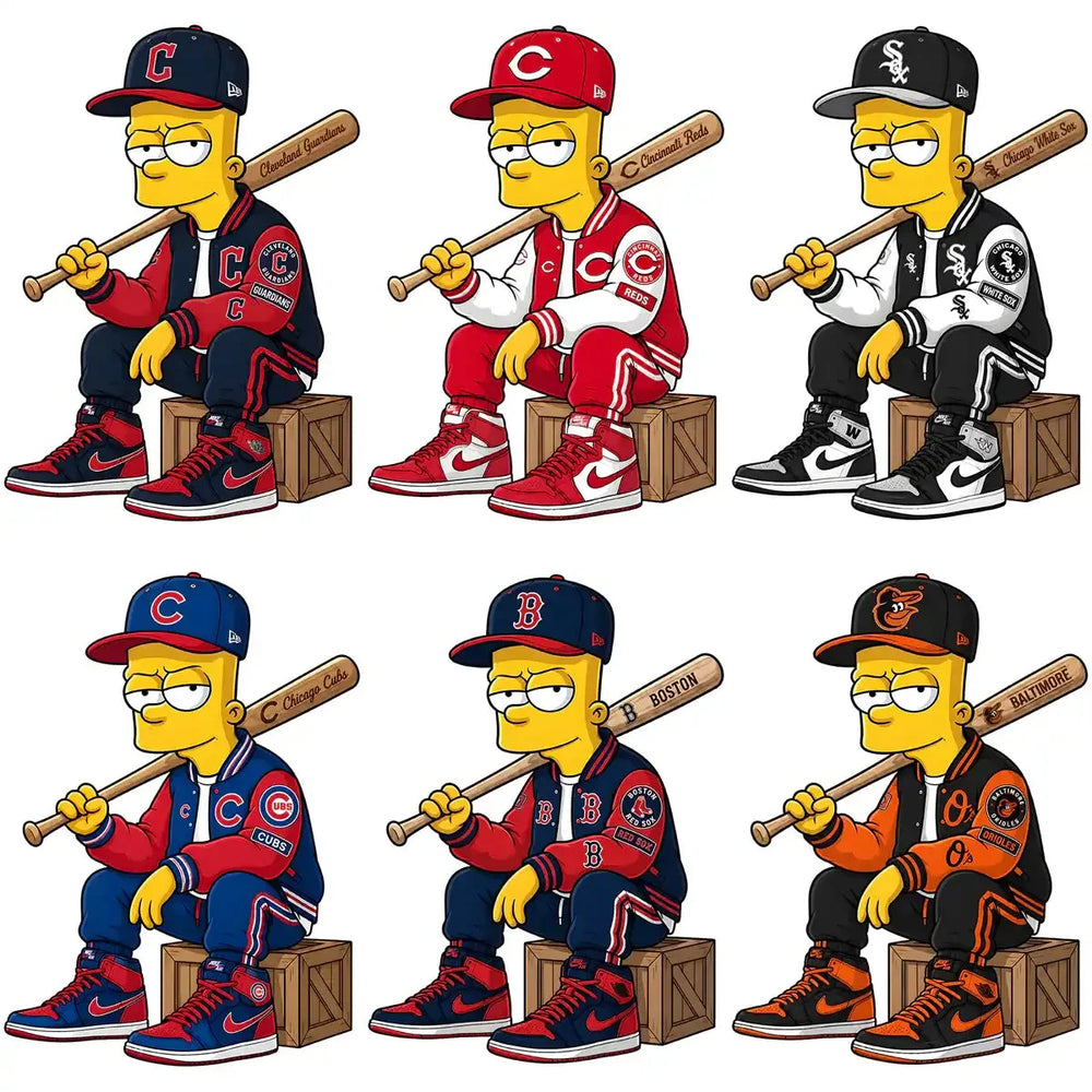 30 Baseball Bart Simpson Swag Teams Designs Bundle PNG