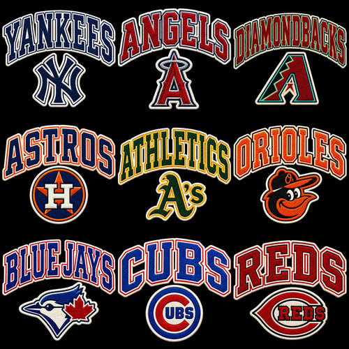30 Baseball Faux Embroidery Teams Logo Chenille Patch Designs Bundle PNG