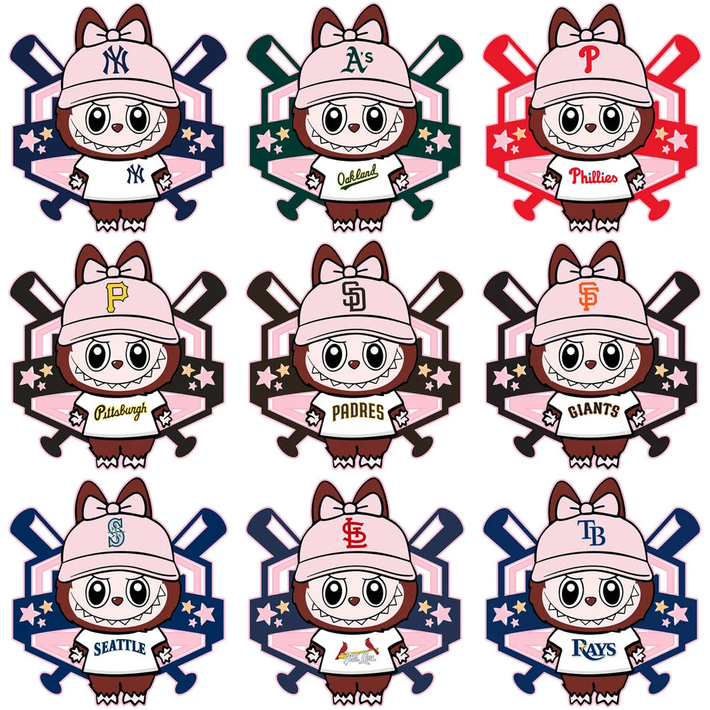 30 Baseball League Teams Logo Labubu Pink Designs Bundle PNG SVG