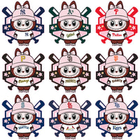 Load image into Gallery viewer, 30 Baseball League Teams Logo Labubu Pink Designs Bundle PNG SVG
