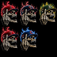Load image into Gallery viewer, 30 Baseball Skull Cap Teams Middle Finger Black Knockout Designs Bundle PNG
