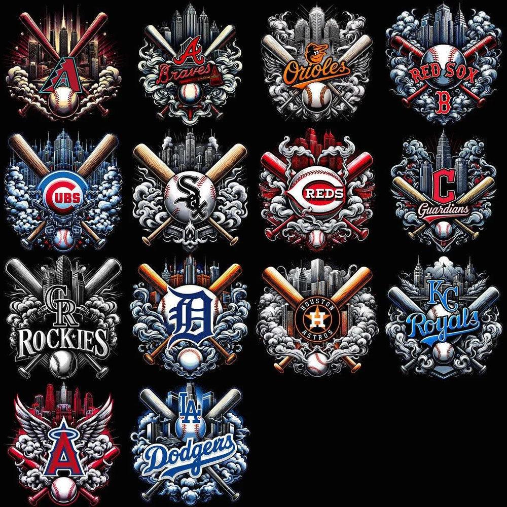 30 Baseball Smoke Teams Designs Bundle PNG