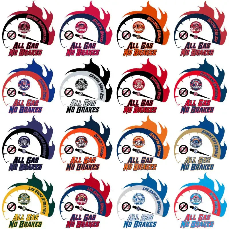 30 Baseball Teams All Gas No Brakes Designs Bundle PNG