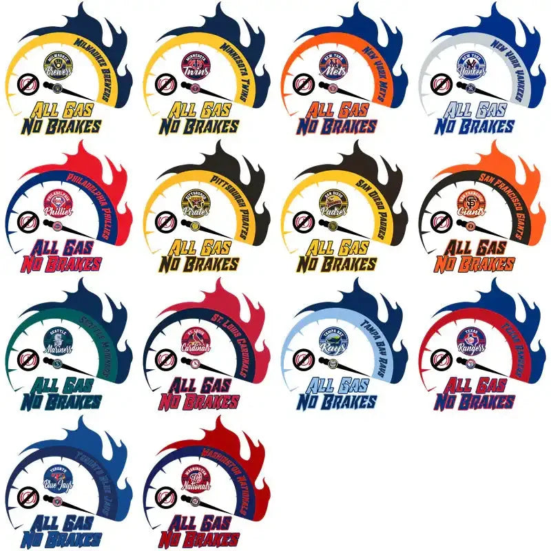 30 Baseball Teams All Gas No Brakes Designs Bundle PNG
