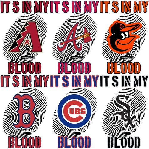 30 Baseball Teams DNA In My Blood Designs Bundle PNG