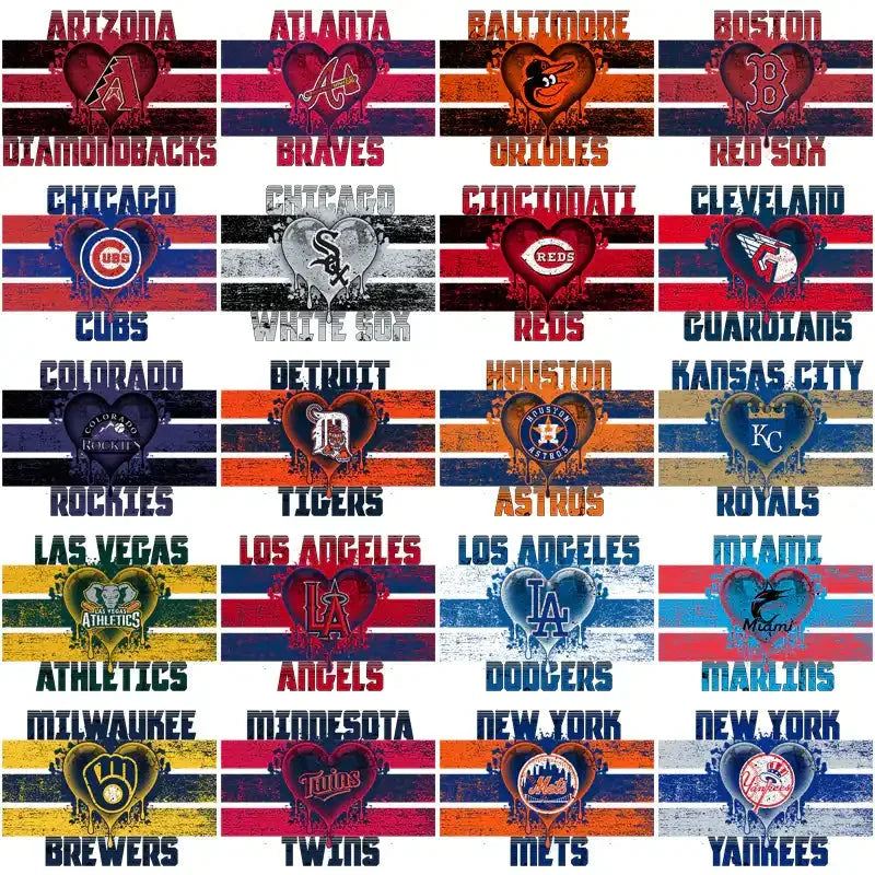 30 Baseball Teams Dripped Out Designs Bundle PNG