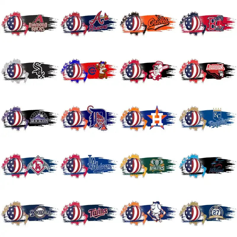 30 Baseball Teams Flag Label Designs Bundle PNG