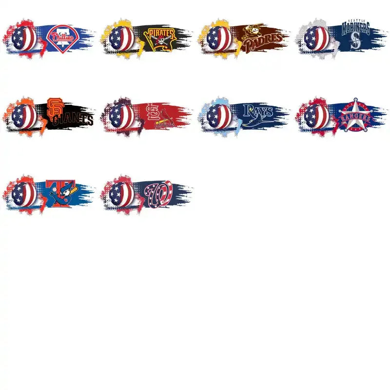 30 Baseball Teams Flag Label Designs Bundle PNG
