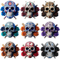 Load image into Gallery viewer, 30 Baseball Teams Floral Days of the Deads Skull Designs Bundle PNG
