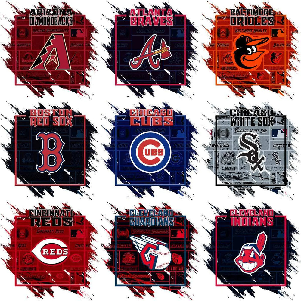 30 Baseball Teams Grunge Square Logo Designs Bundle PNG