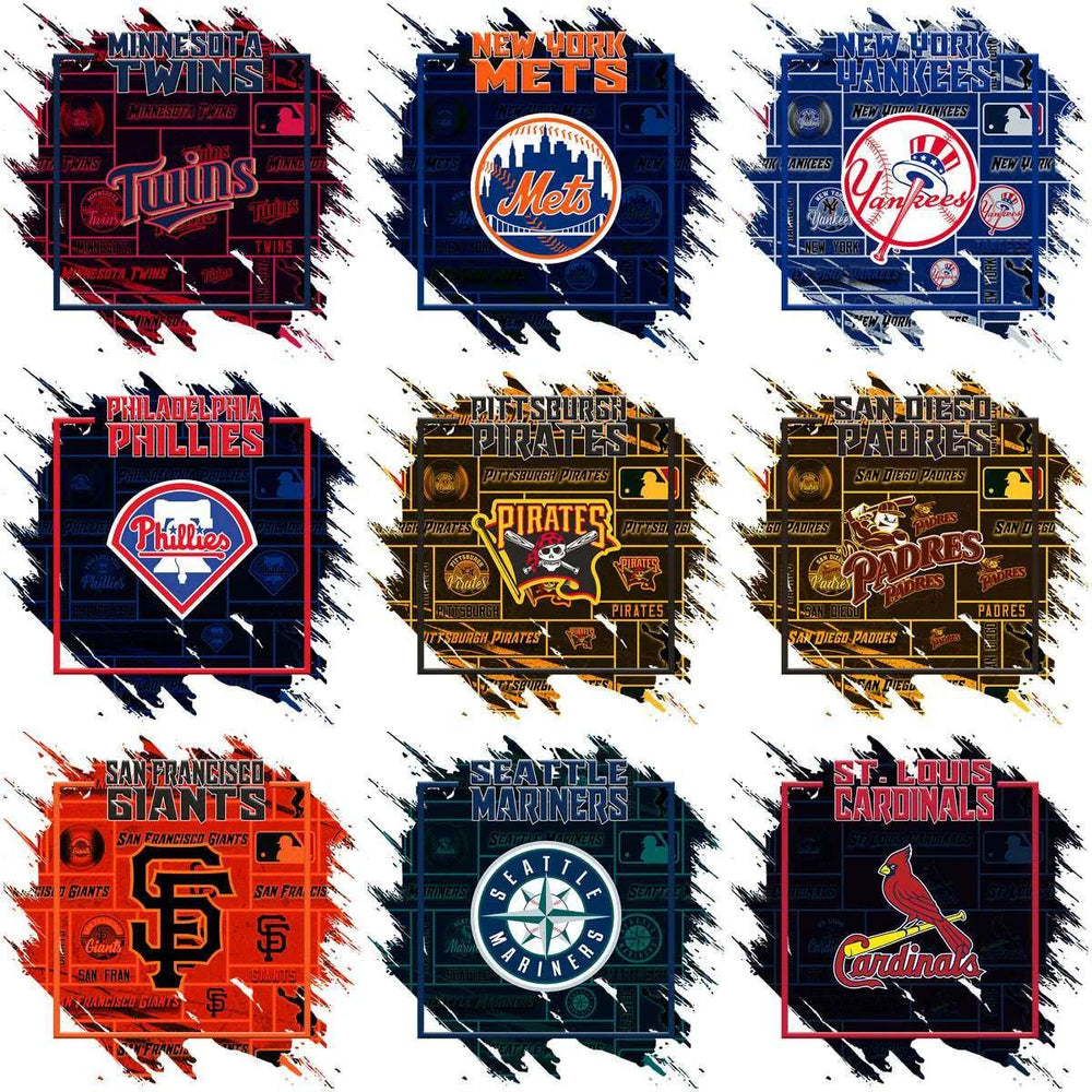 30 Baseball Teams Grunge Square Logo Designs Bundle PNG