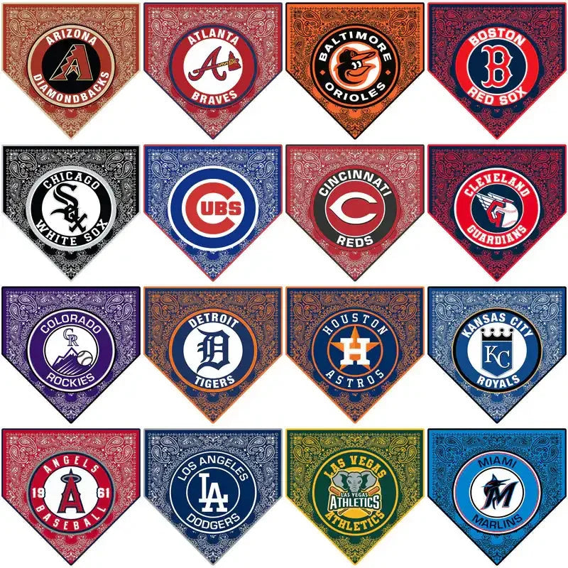 30 Baseball Teams Handkerchief Home Plate Designs Bundle PNG