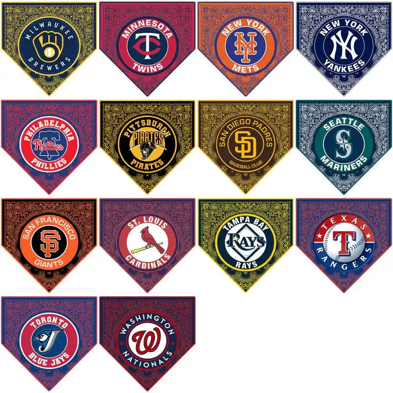 30 Baseball Teams Handkerchief Home Plate Designs Bundle PNG
