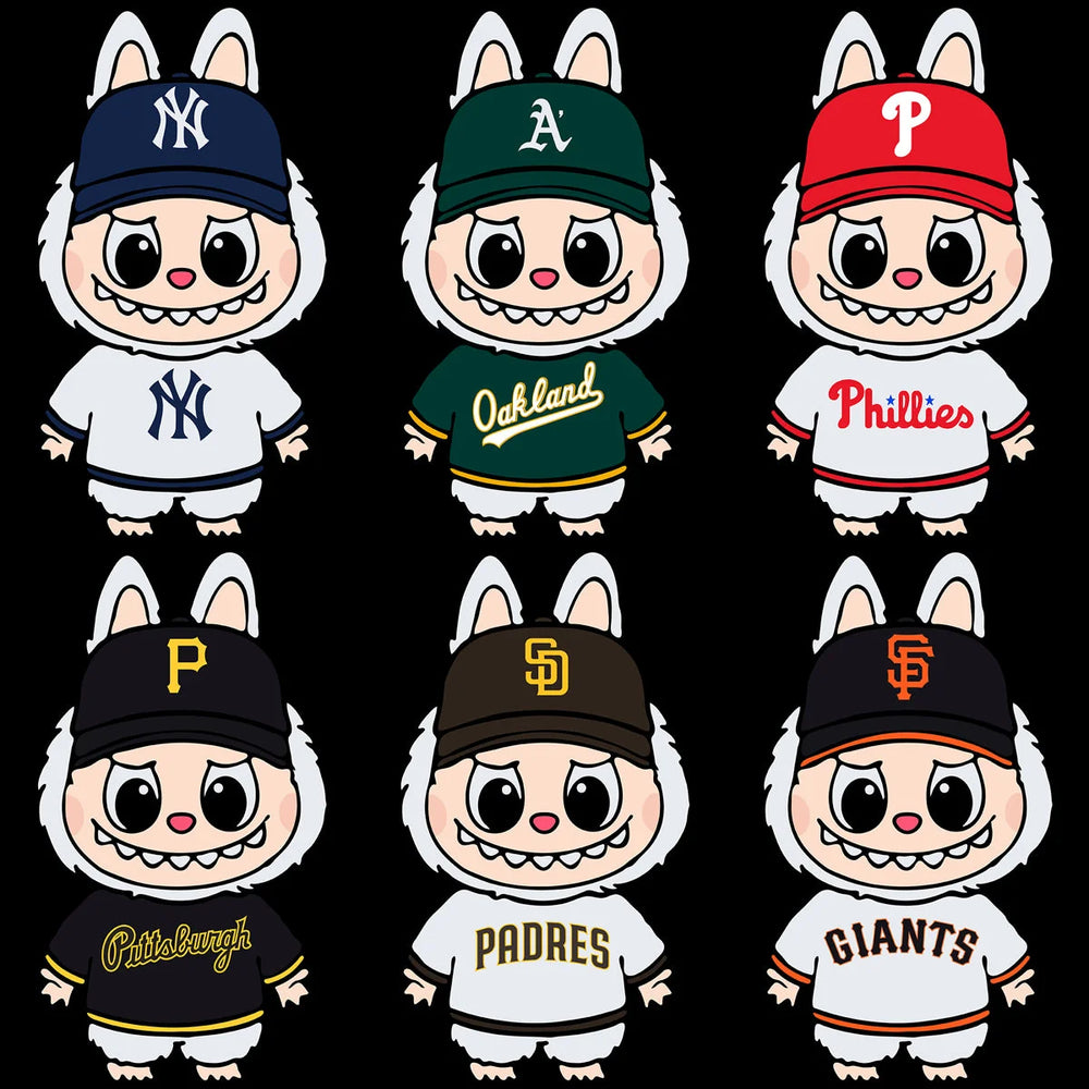 30 Baseball Teams Logo Labubu Cartoon Designs Bundle PNG SVG