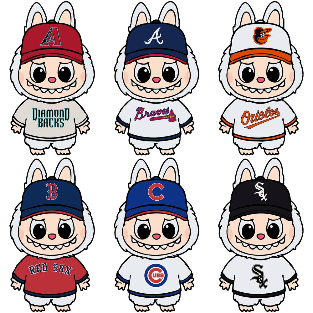 30 Baseball Teams Logo Labubu Cartoon Designs Bundle PNG SVG