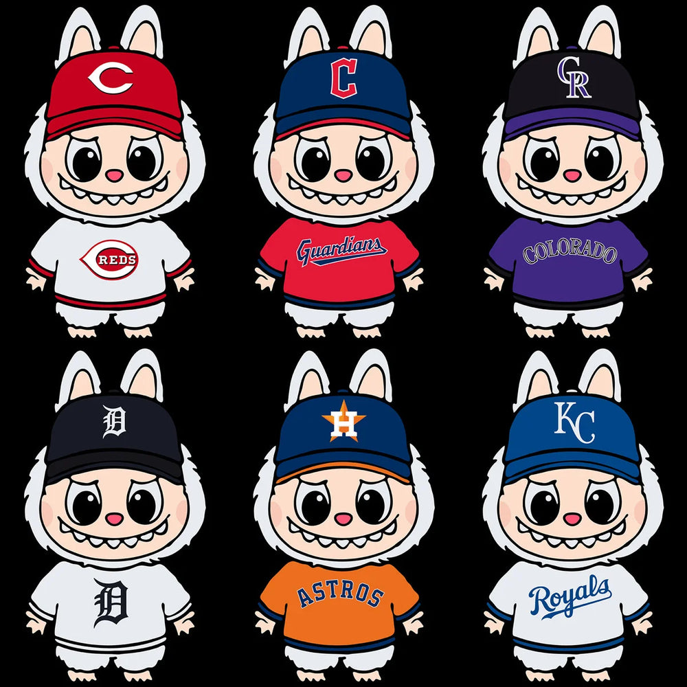 30 Baseball Teams Logo Labubu Cartoon Designs Bundle PNG SVG