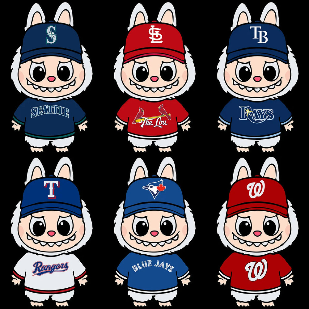 30 Baseball Teams Logo Labubu Cartoon Designs Bundle PNG SVG