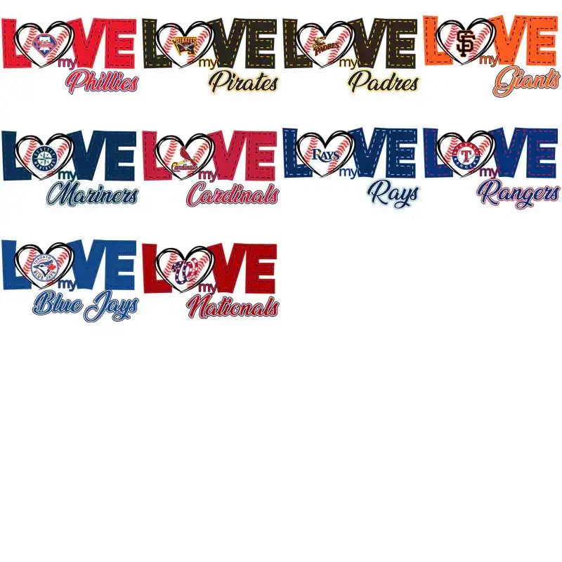 30 Baseball Teams Love My Team Designs Bundle PNG