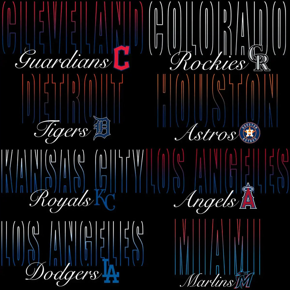 30 Baseball Teams Name Typography Gradient Logo Designs Bundle PNG