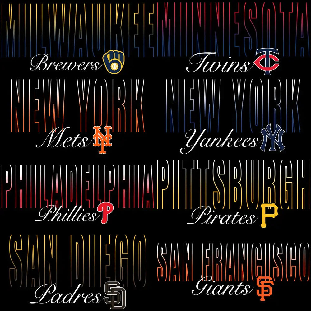 30 Baseball Teams Name Typography Gradient Logo Designs Bundle PNG
