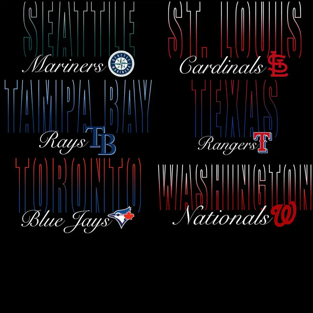 30 Baseball Teams Name Typography Gradient Logo Designs Bundle PNG