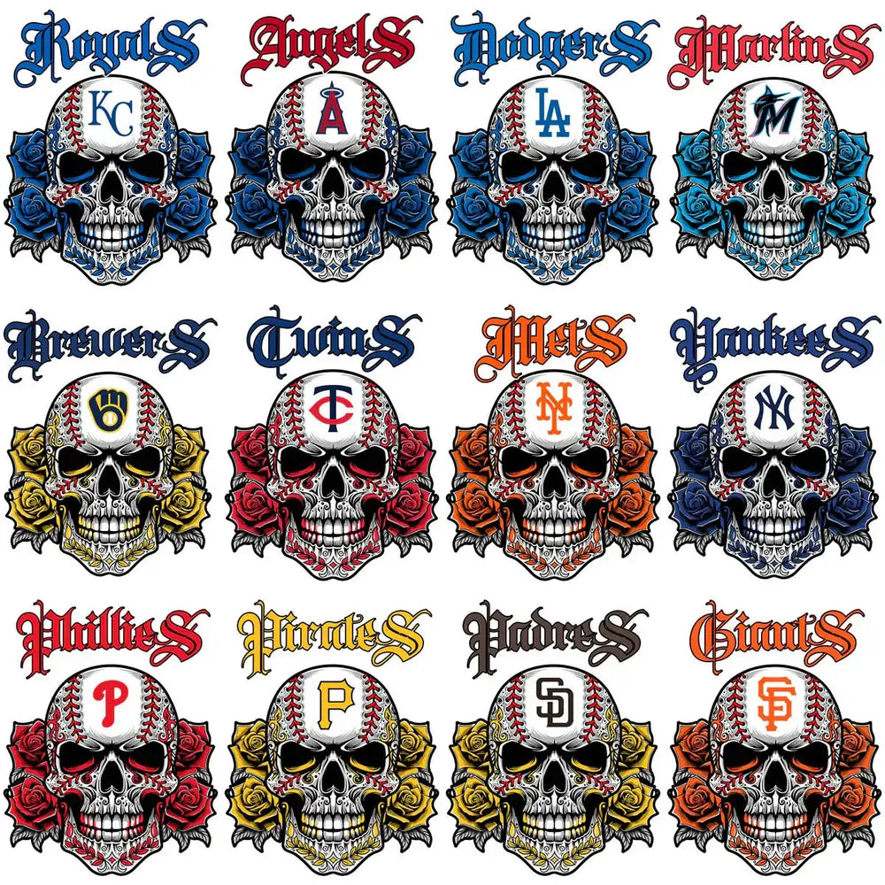 30 Baseball Teams Sull Ball Tattoo Designs Bundle PNG